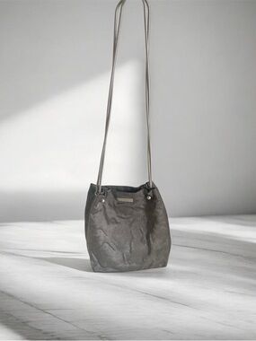 Vintage 90’s Krizia Charcoal Satin Shoulder Bag with Metal Straps